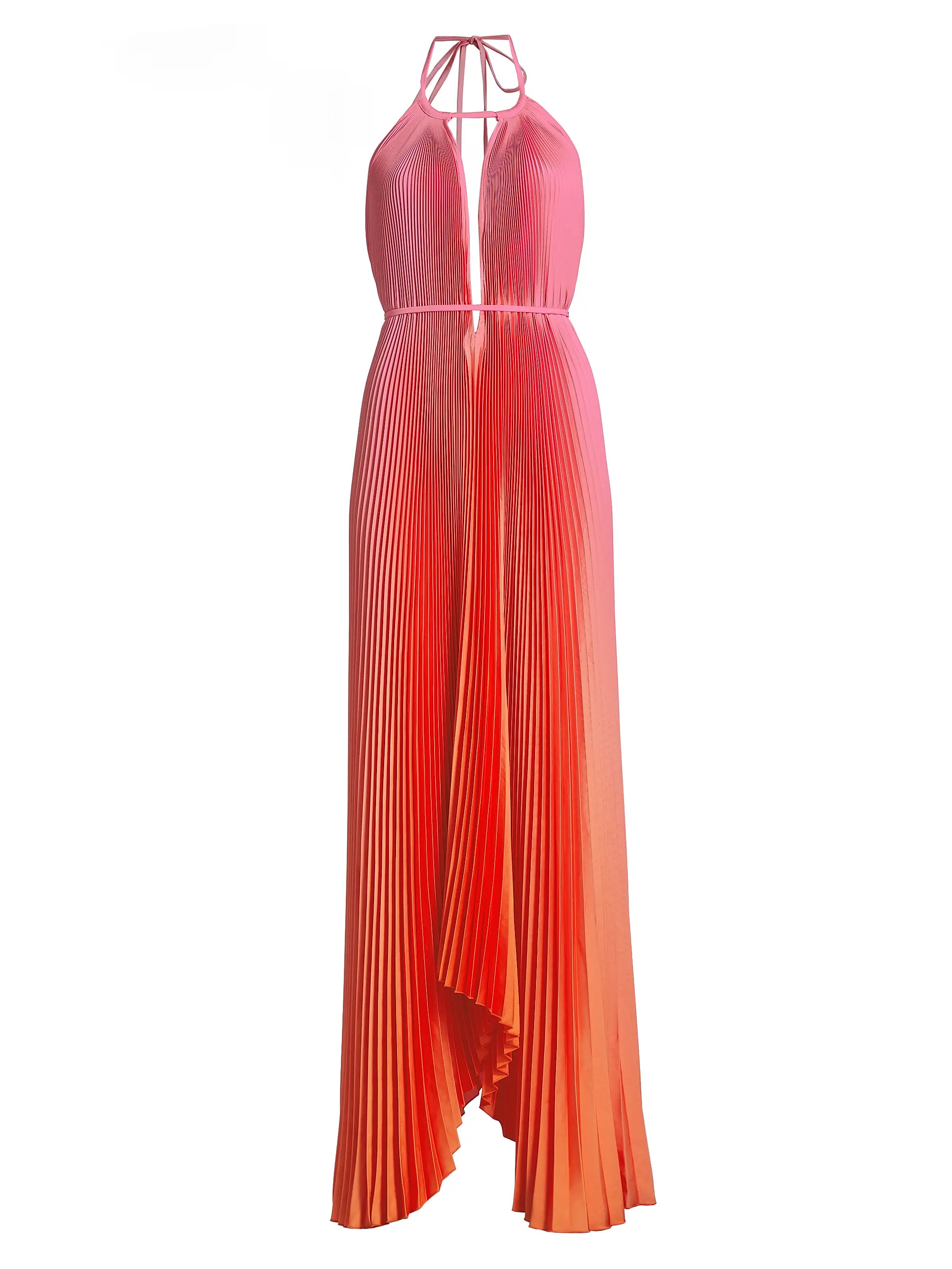 Boheme Ombré Pleated Plunging V-Neck Gown | Saks Fifth Avenue