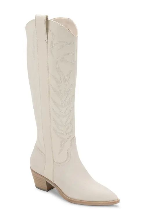 Dolce Vita Solei Western Boot in White Embossed Leather at Nordstrom, Size 9 | Nordstrom