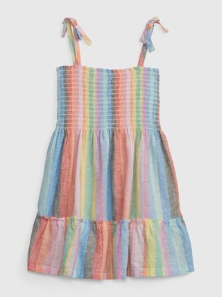 Toddler Linen-Cotton Stripe Tiered Dress | Gap (CA)