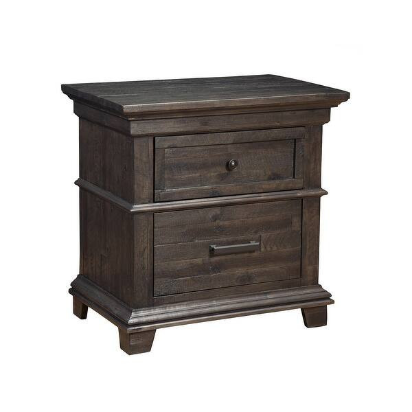 Distressed Dark Grey Wood 2 Drawer Nightstand | Bed Bath & Beyond