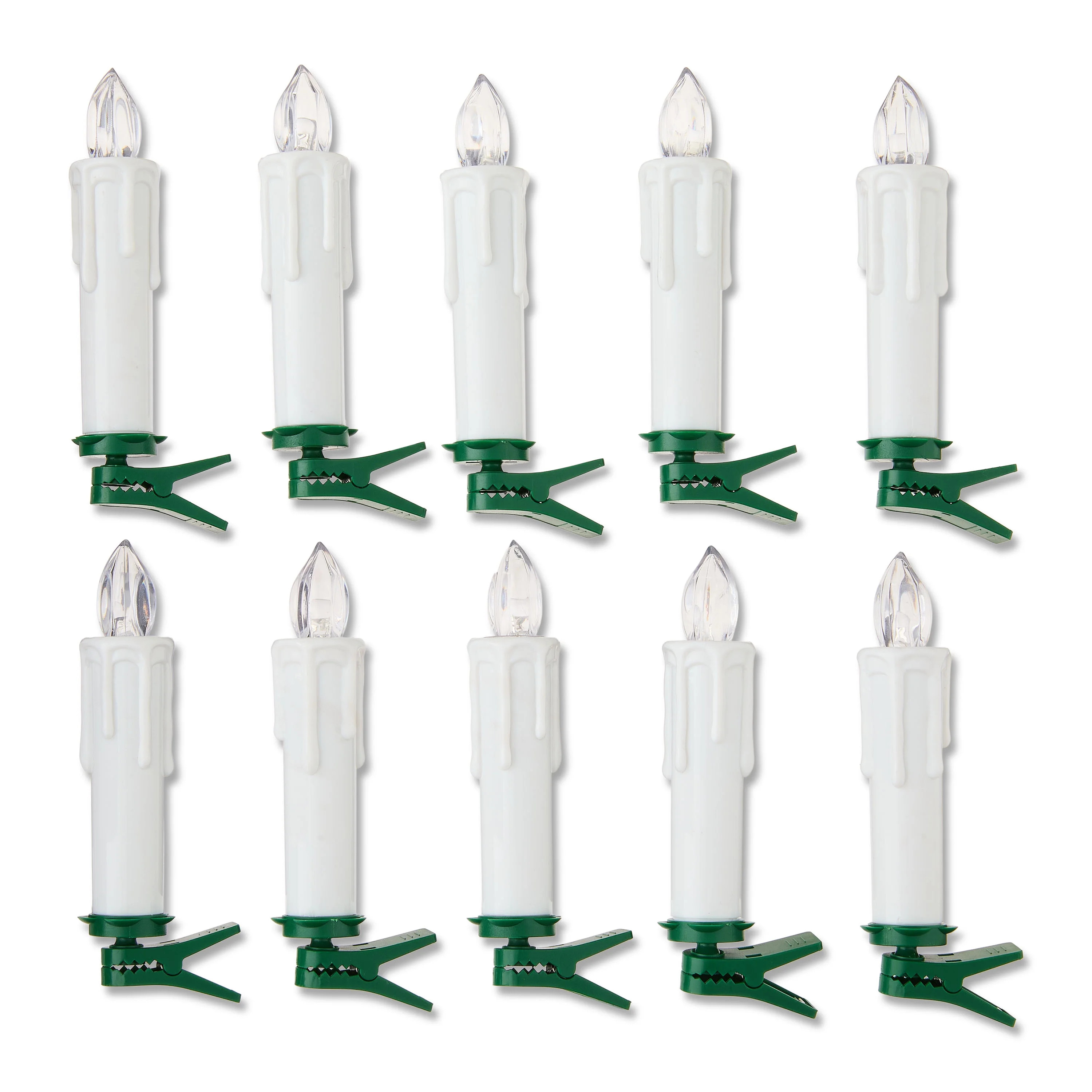 10 Count Battery-Operated White Cordless LED Clip Christmas Candles Ornament with Remote, by Holi... | Walmart (US)