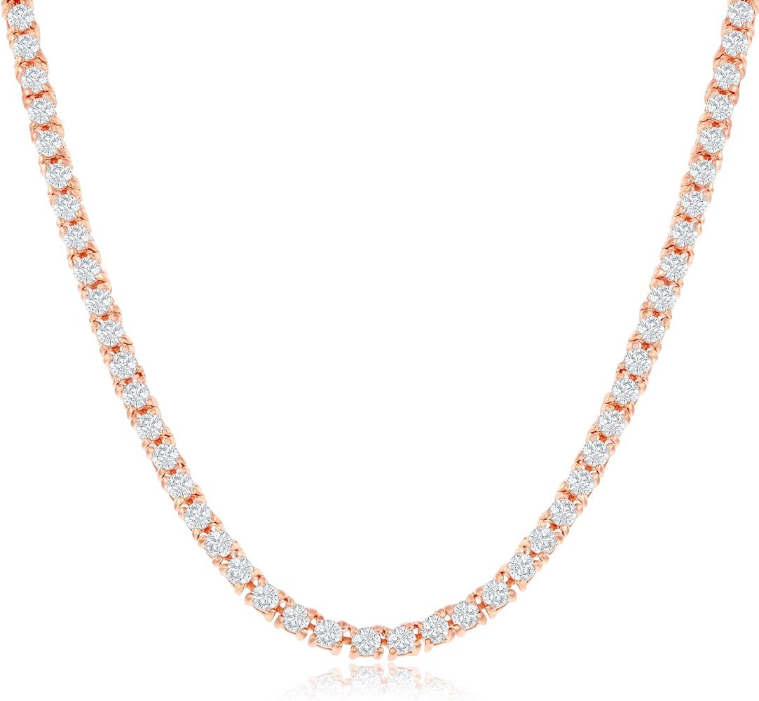 NYC Sterling Women's Magnificent 3mm Round Cubic Zirconia Tennis Necklace | Amazon (US)