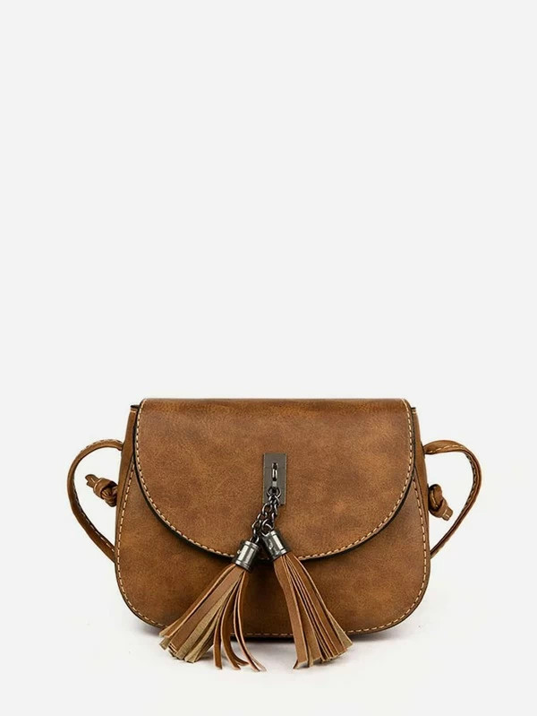 Double Tassel Flap PU Crossbody Bag | SHEIN