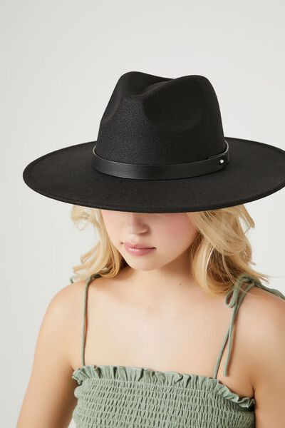 Pinched Faux Leather-Trim Fedora | Forever 21 (US)
