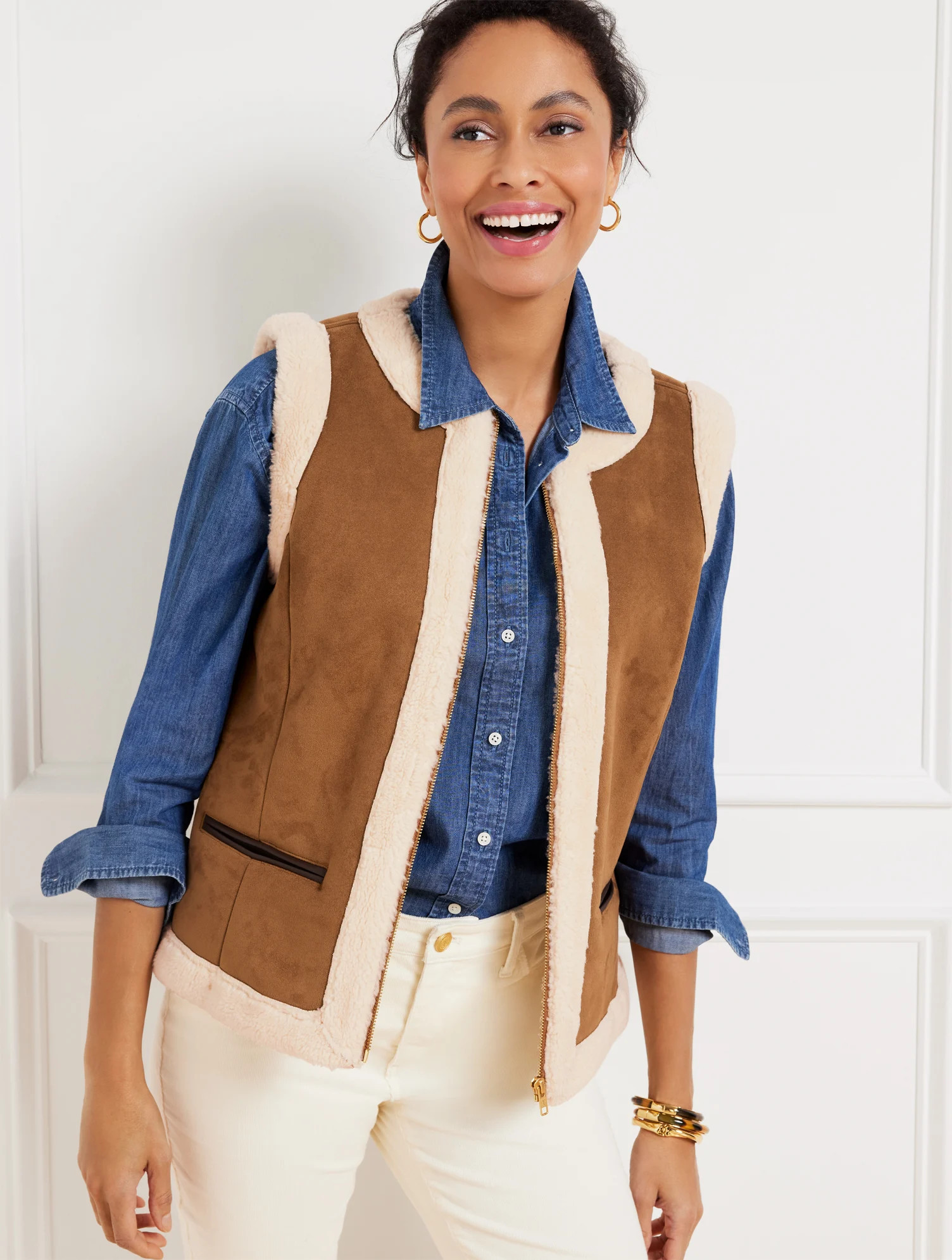 Faux Shearling Vest - Tobacco Talbots | Talbots
