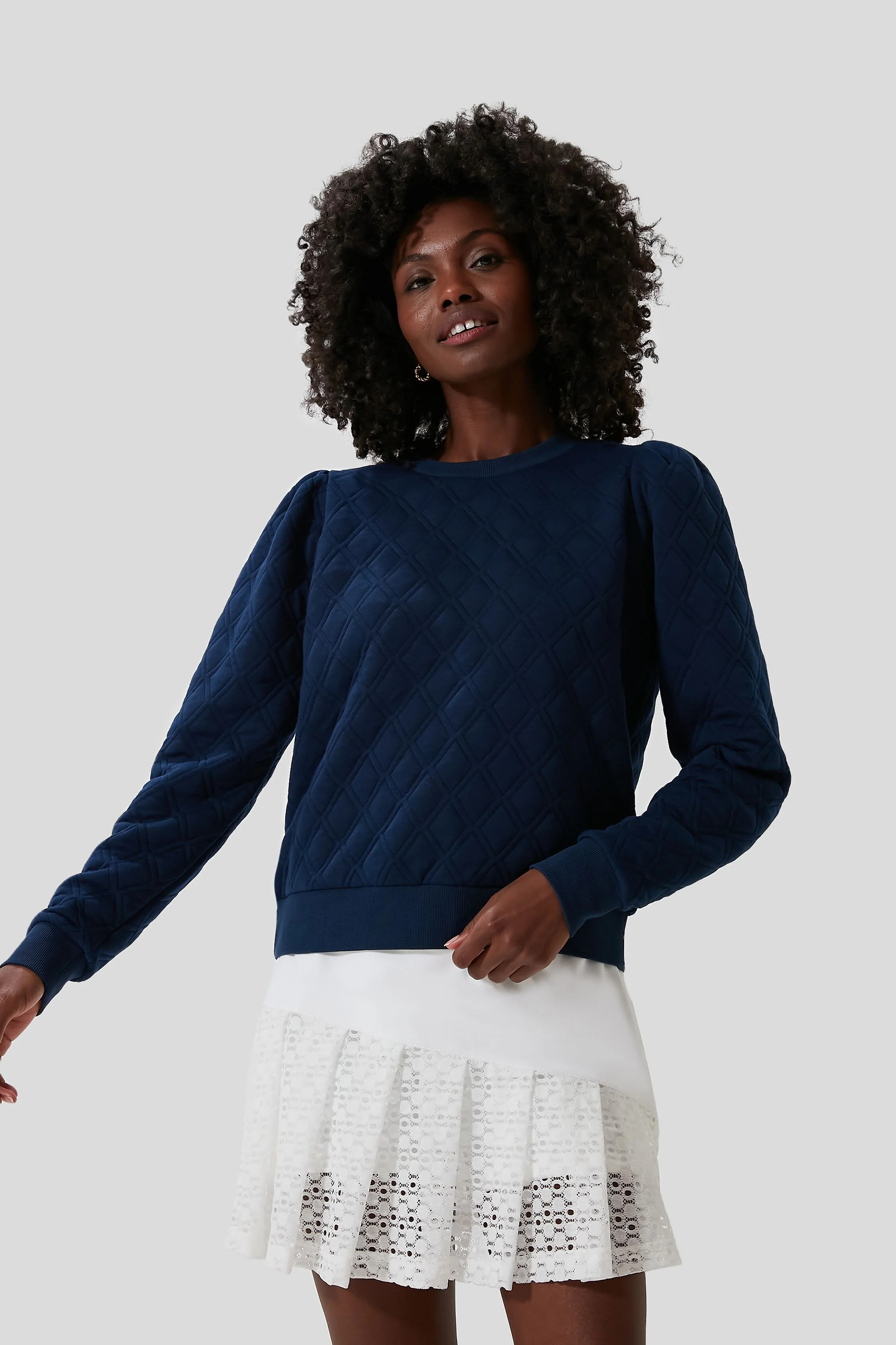 Navy Puff Sleeve Quilted Pullover 
                Tnuck Sport | Tuckernuck (US)