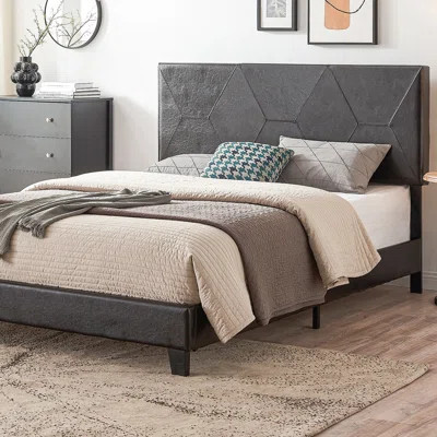 Queen Size Upholstered Platform Bed Frame, Wood Slat Support, Easy Assembly | Wayfair North America