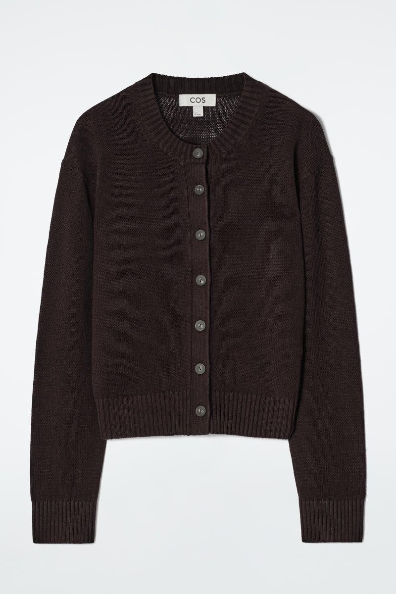 Knitted Linen Cardigan in Brown | COS (US)
