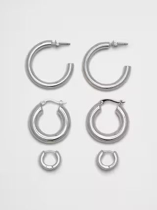 Silver Hoop Earrings Set | Banana Republic Factory