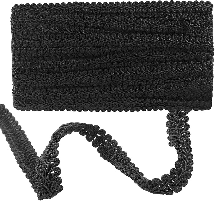 Gimp Braid Trim - 1/2 Inch 14 Yards Black Polyester Woven Braid Trim, Upholstery Trim for Sewing,... | Amazon (US)