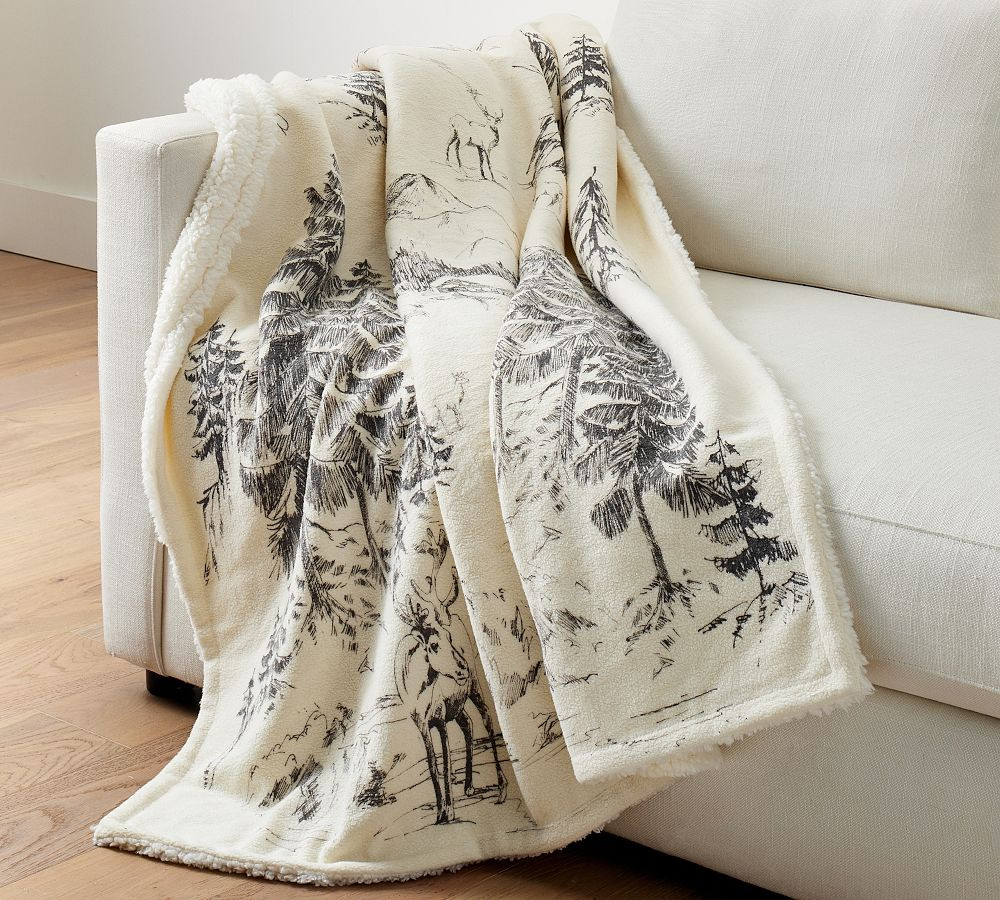 Rustic Forest Sherpa Back Throw | Pottery Barn (US)