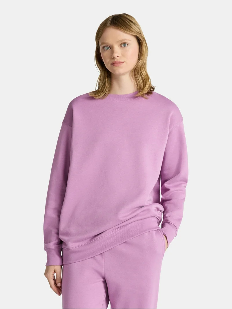 No Boundaries Fleece Oversized Sweatshirt with Long Sleeves, Women’s | Walmart (US)