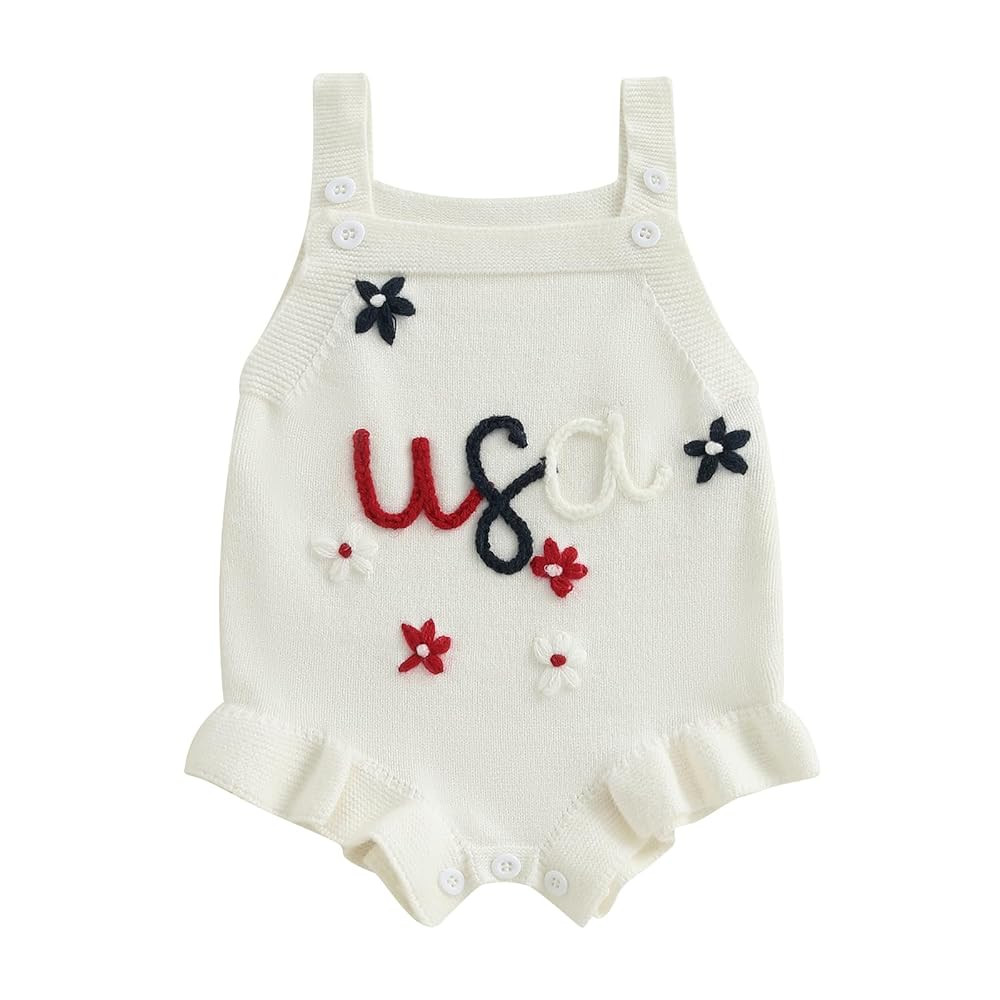 Baby Girl Knit Romper Summer Sleeveless Cherry Crochet Bodysuit One Piece Jumpsuit Infant Newborn... | Amazon (US)