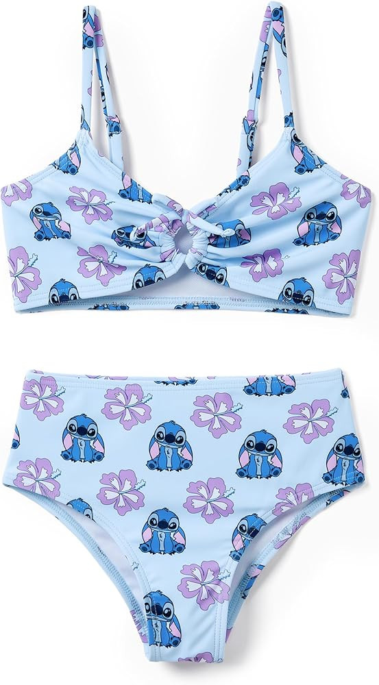Disney Stitch Minnie Swimsuits, Bathing Suit for Girls, Swimwear Bikini Sets with Straps & Bow, 2... | Amazon (US)