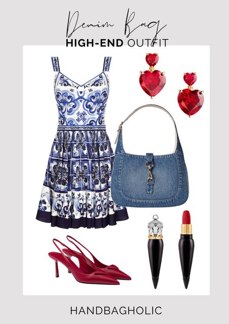 Style your Gucci Jackie Denim bag with a breath-taking Dolce and Gabbana dress, Prada pumps and complete with red heart earrings and Christian Louboutin lipstick 💄 

#ootd #outfitinspo #outfitinspiration #guccibag #guccijackiebag #dolceandgabanna #d&g #summerdress #summeroutfit

#LTKstyletip #LTKparties #LTKeurope