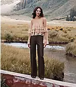 Coated High Rise Wide Leg Jeans in Brown | LOFT