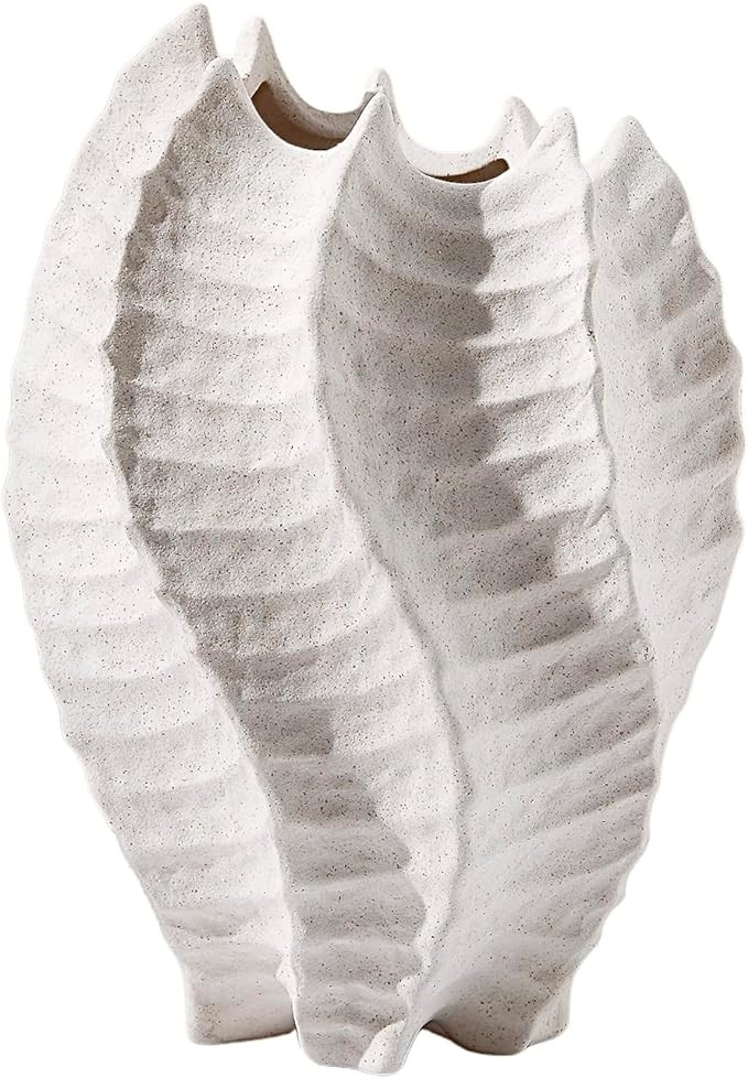 BUICCE Ceramic Coastal Vase for Flowers, Large Off White Decorative Piece, Modern Styling for Hom... | Amazon (US)