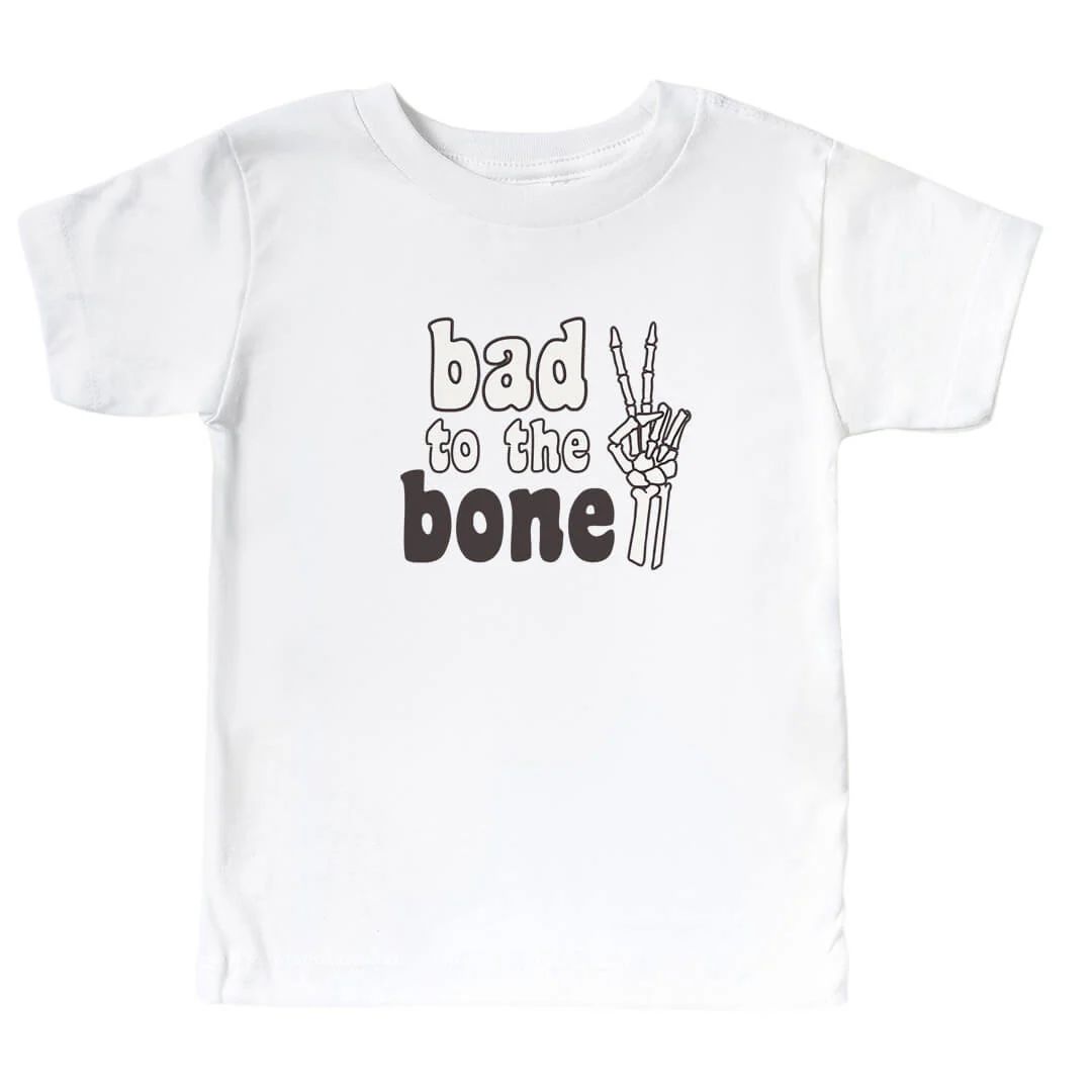 Bad To The Bone Kids Graphic Tee | White | Caden Lane