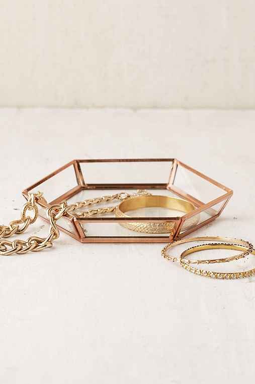 Hexagon Glass Catch-All Dish,COPPER,ONE SIZE | Urban Outfitters US