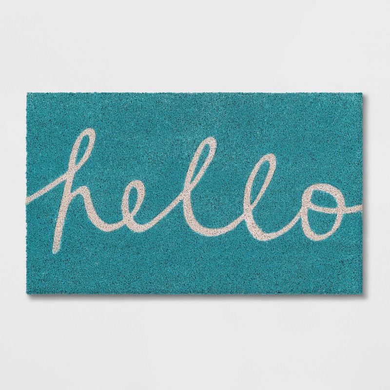 1'6"x2'6" Blue Hello Cursive Doormat - Room Essentials™ | Target