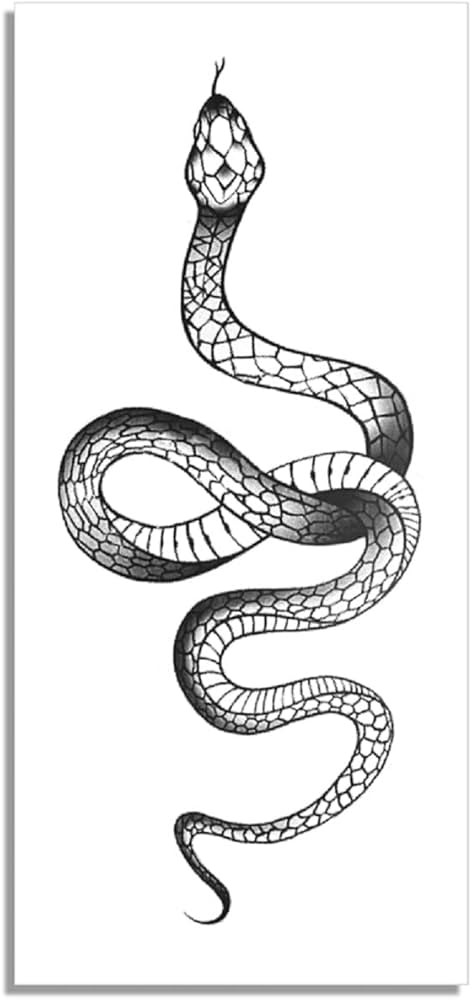 Fashion Realistic Big Size Black Snake Temporary Tattoo Stickers for Women Men Waterproof Fake Ta... | Amazon (US)