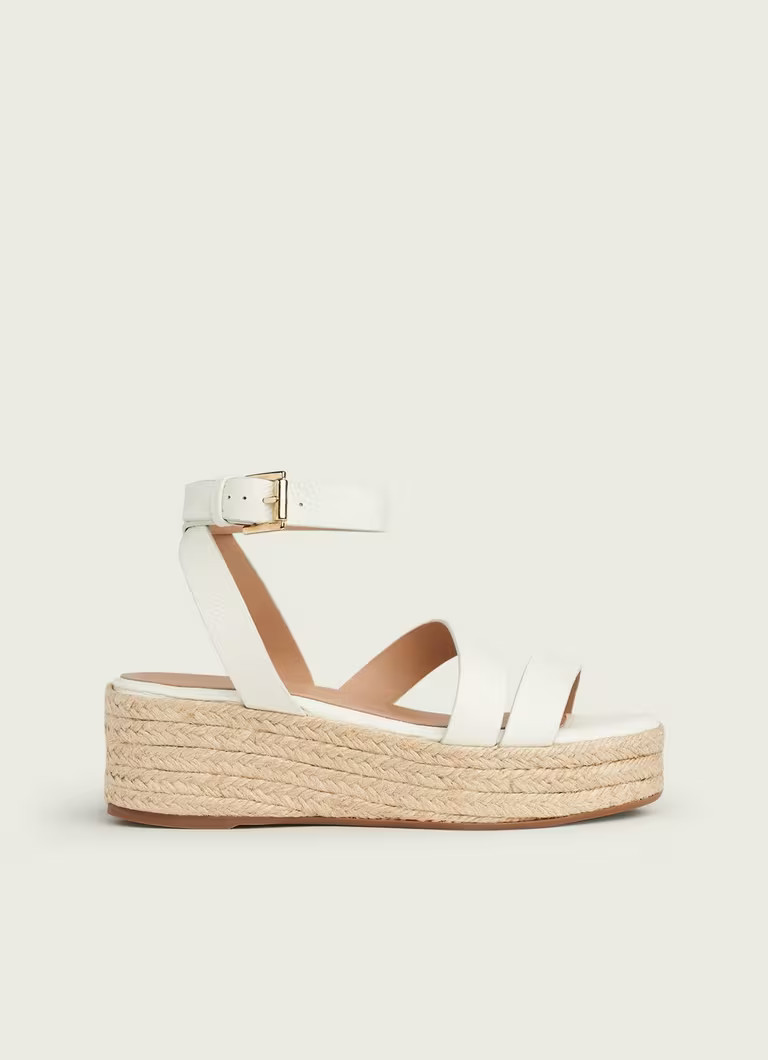 Siena White Leather Asymmetric Strap Espadrilles | L.K. Bennett (UK)