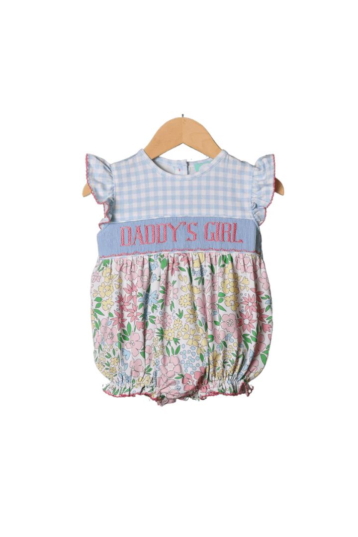 Smocked Daddy's Girl Floral/Gingham Knit Bubble | The Smocked Flamingo