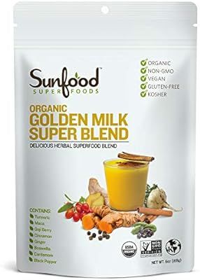 Sunfood Superfoods Golden Milk Super Blend - All Natural, Organic Ingredients | Ultra-Clean (No C... | Amazon (US)