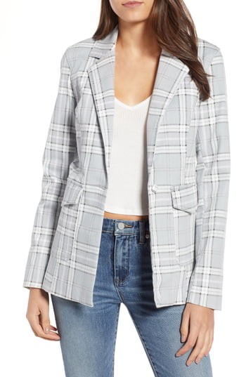 Women's Afrm Lila Plaid Blazer, Size X-Small - Grey | Nordstrom
