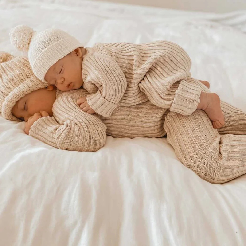 Little B's Chunky Rib Baby Jumpsuit - Honey Milk | Luna + Luca