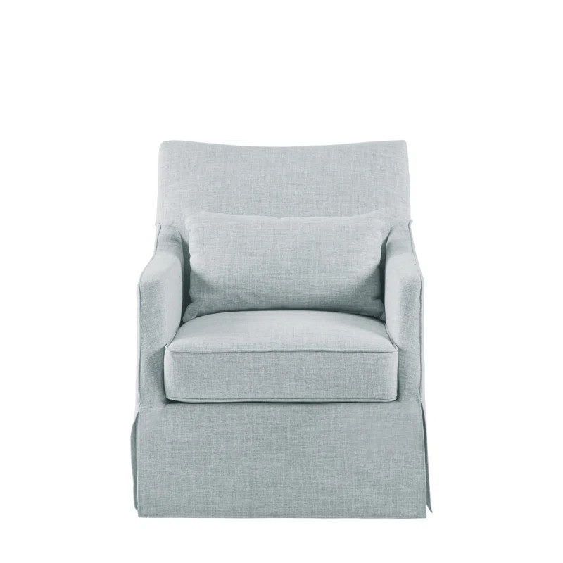 Martha Stewart London Farmhouse Skirted Swivel Chair with Lumbar Pillow | Wayfair North America