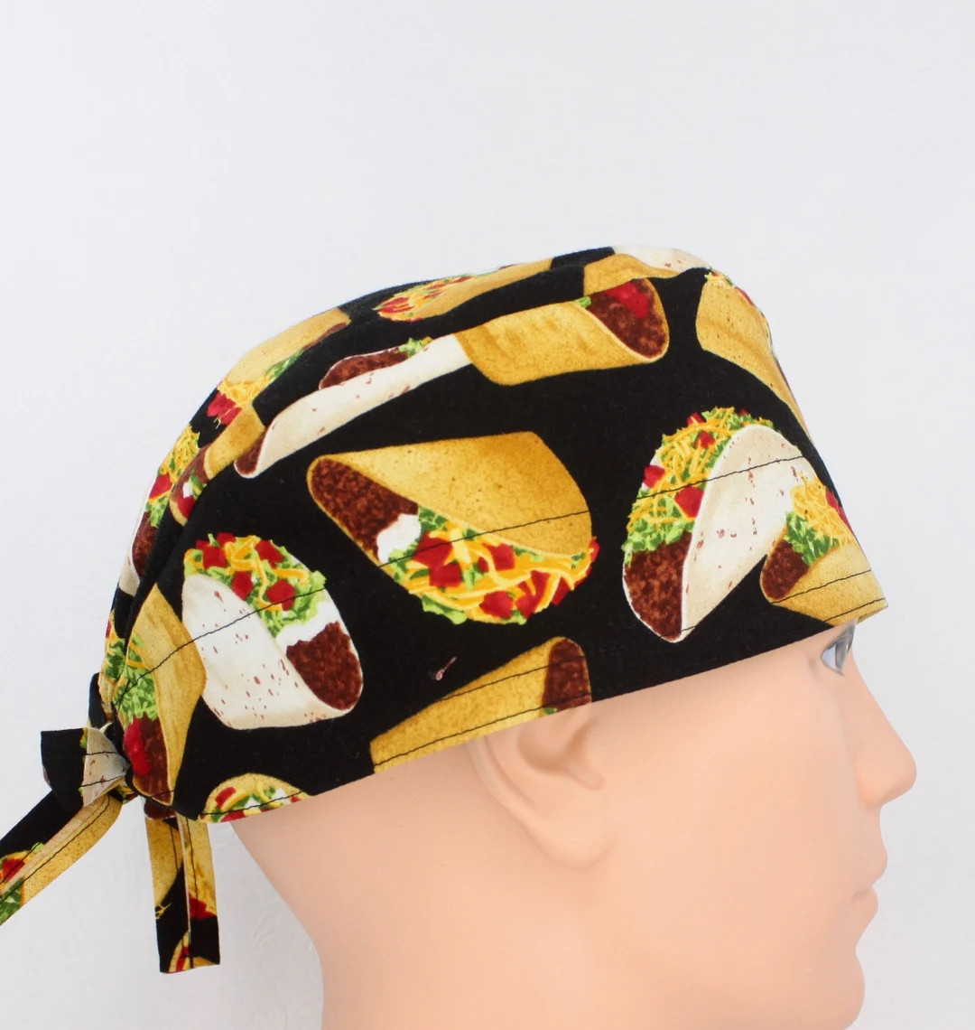 Tacos Cotton 3.5" tall Handmade Scrub Cap for Men | Etsy (US)
