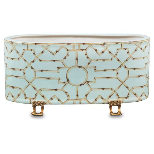 Scalamandre Baldwin Oval Planter, Blue | One Kings Lane