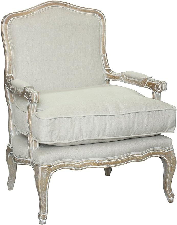 Amazon.com: Pangea Home Z Rodney Lounge Chair, Antique White and Linen : Home & Kitchen | Amazon (US)