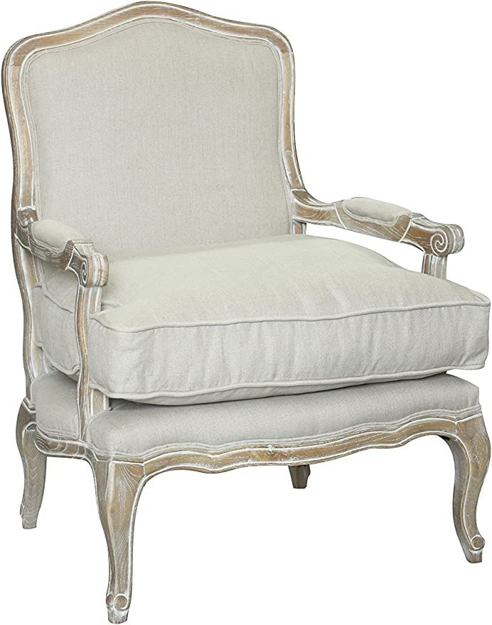 Pangea Home Z Rodney Lounge Chair, Antique White and Linen | Amazon (US)