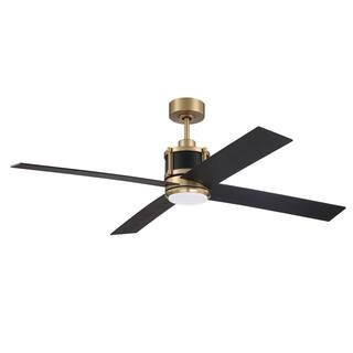 CRAFTMADE Gregory 56 in. Satin Brass/Flat Black Finish Ceiling Fan with Smart Wi-Fi Enabled Remot... | The Home Depot