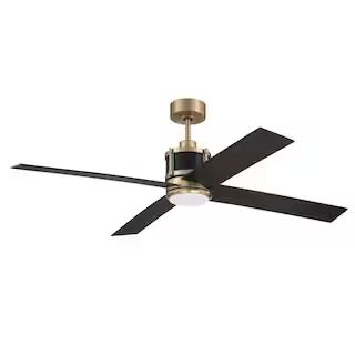 CRAFTMADE Gregory 56 in. Satin Brass/Flat Black Finish Ceiling Fan with Smart Wi-Fi Enabled Remot... | The Home Depot