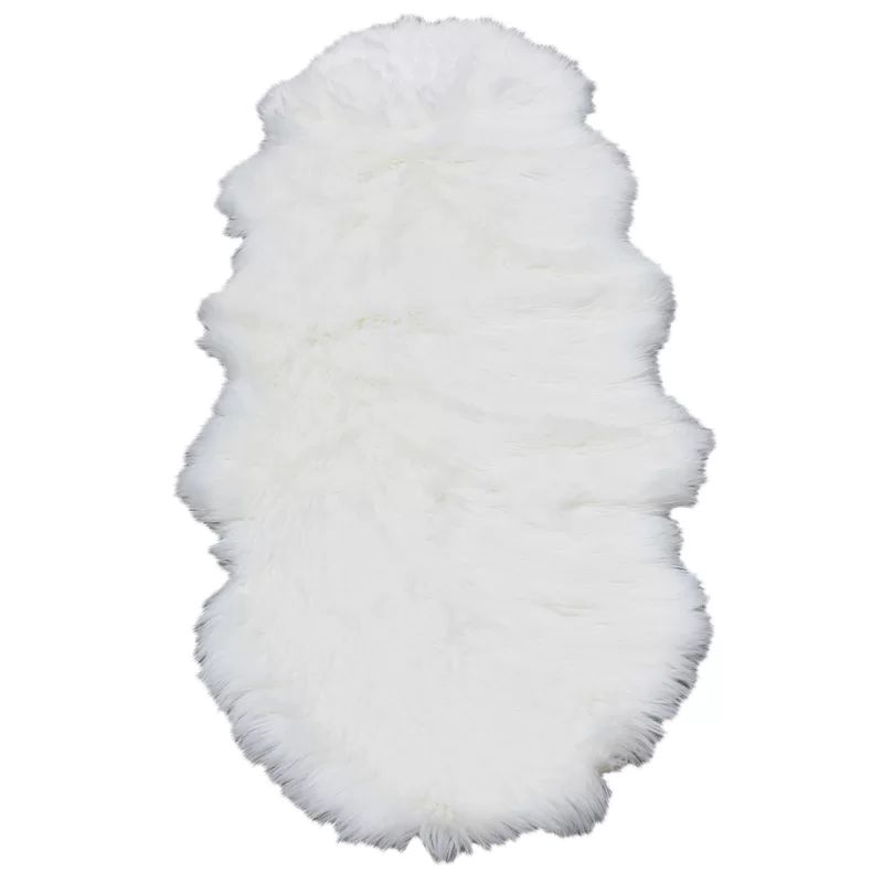 Yaqi Faux Fur White Area Rug | Wayfair North America