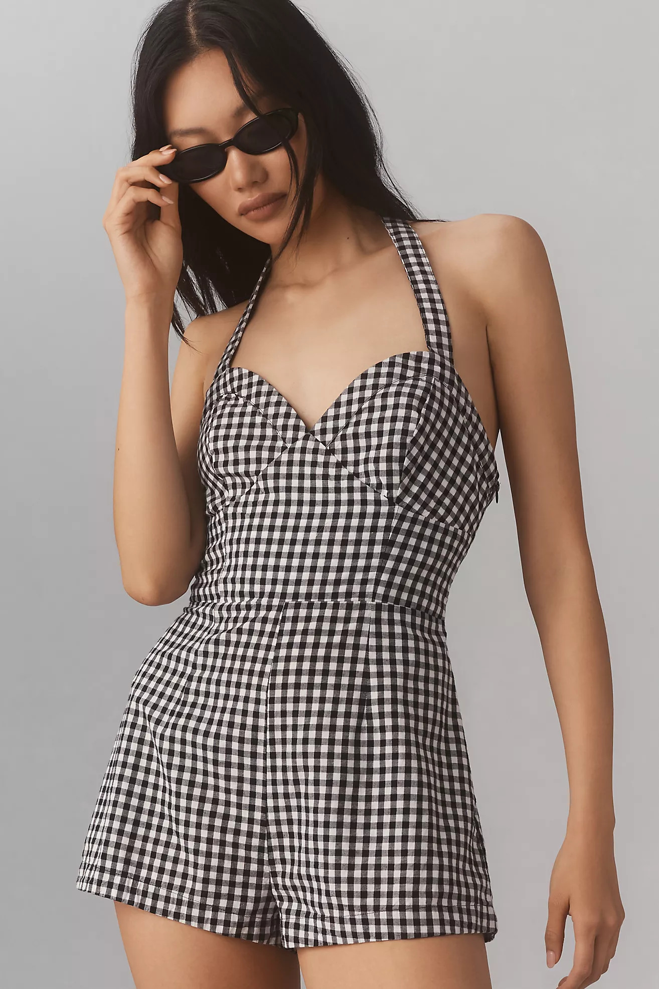Maeve Halter Gingham Romper | Anthropologie (US)