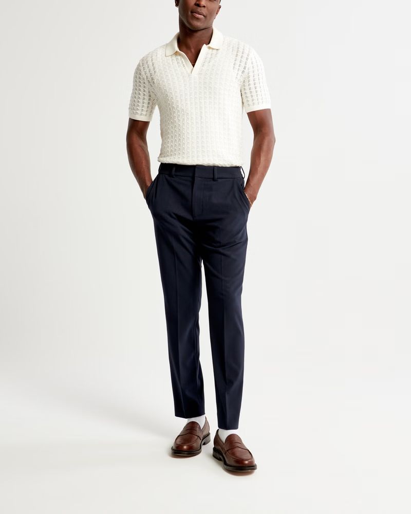 Tab Front Slim Straight Suit Pant | Abercrombie & Fitch (US)