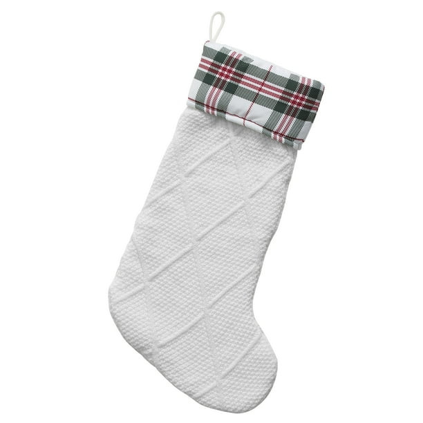 My Texas House Presley Bright White Plaid Christmas Stockings, 21" | Walmart (US)