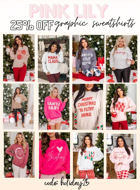 Pink lily graphic sweatshirts on sale, Christmas graphic sweatshirt, holiday, 

#LTKSeasonal #LTKHoliday #LTKsalealert