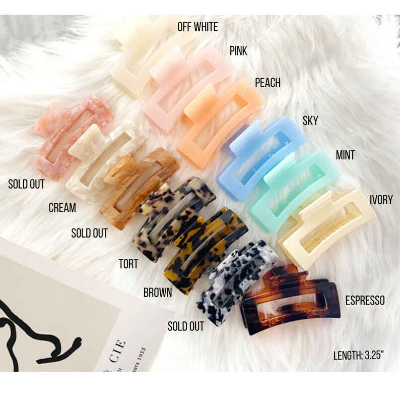 Hair Clip, Tortoise Hair Claw, Acetate Hair Clip, Hair Accessories for Her, Acrylic Hair Claw, Pe... | Etsy (US)