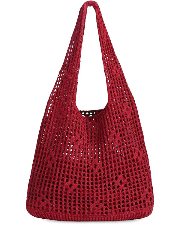 Sightor Crochet Tote Bag, Mesh Beach Bag Knit Summer Hobo Bag Vacation Boho Tote Bag for Women | Amazon (US)