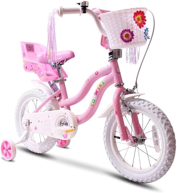 COEWSKE Kid's Bike Steel Frame Children Bicycle Little Princess Style 12-14-16-18 Inch with Train... | Amazon (US)