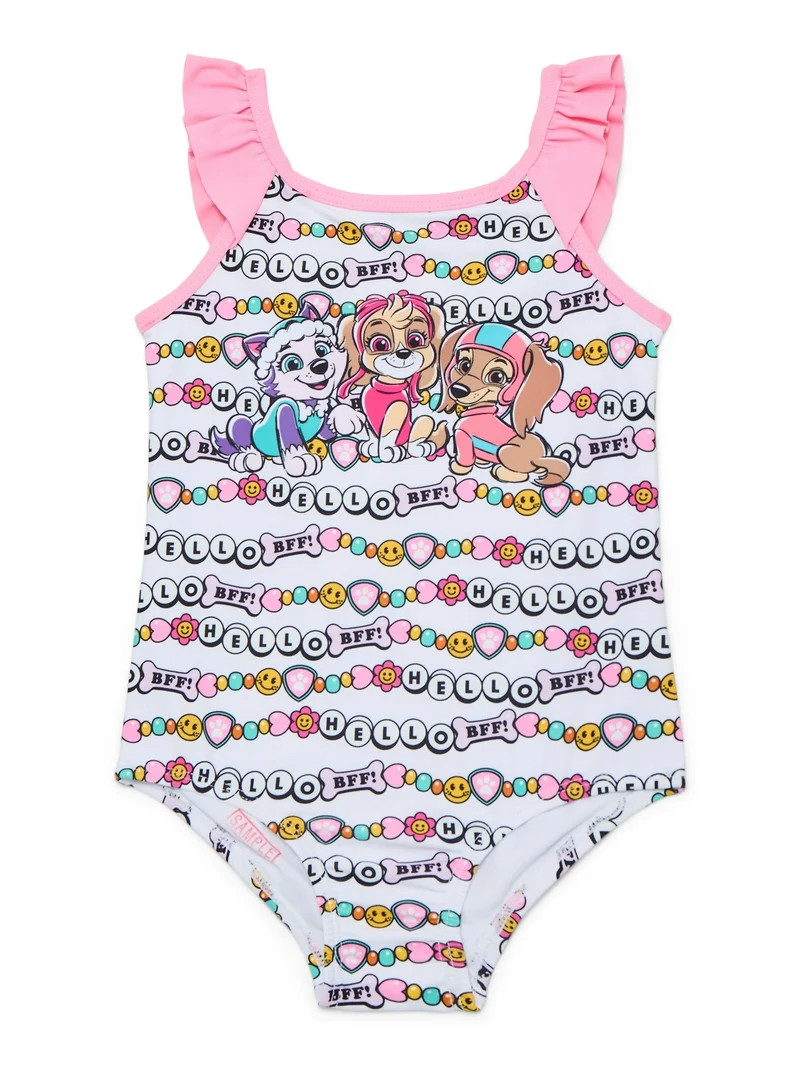 Character Toddler Girl Ruffle Strap One- Piece Swimsuit, Sizes 12M-5T | Walmart (US)