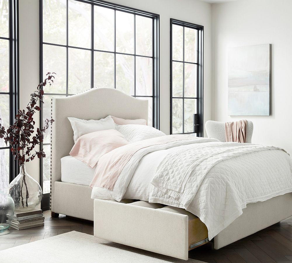 Raleigh Curved Upholstered Storage Bed | Pottery Barn CA