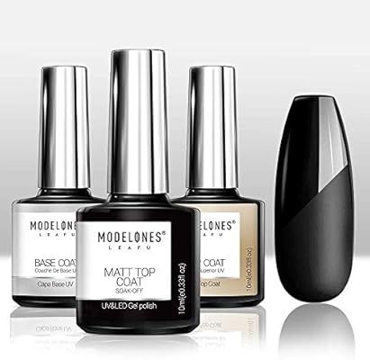 Amazon.com : Modelones Matte Gel Top Coat With Base Top Coat Gel Nail Polish, No Wipe Top Coat LE... | Amazon (US)