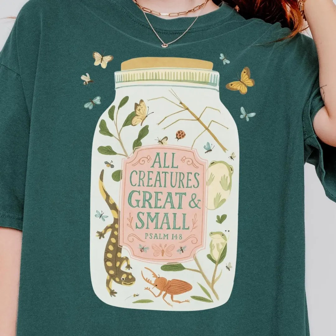 Christian Nature Lovers T-shirt, All Creatures Great and Small, Unisex Tee, Garment-dyed Shirt, A... | Etsy (US)
