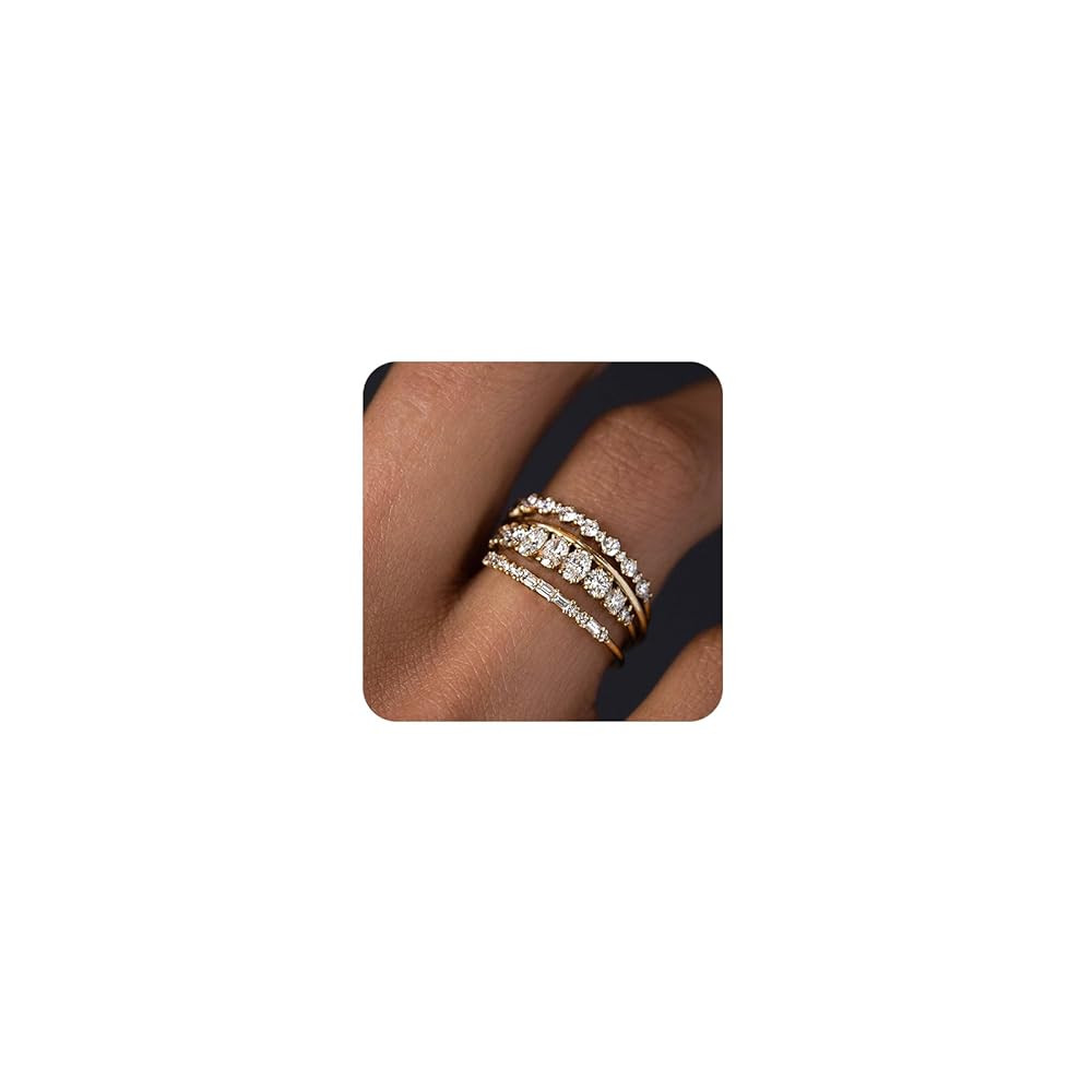 TOBENY Stackable Gold Rings for Women Non Tarnish Dainty 14K Gold Plated Stacking Cubic Zirconia ... | Amazon (US)